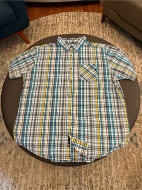 Marmot Plaid Short Sleeve
Button Down Hiking Utility Shirt Size
XXL Blue Yellow